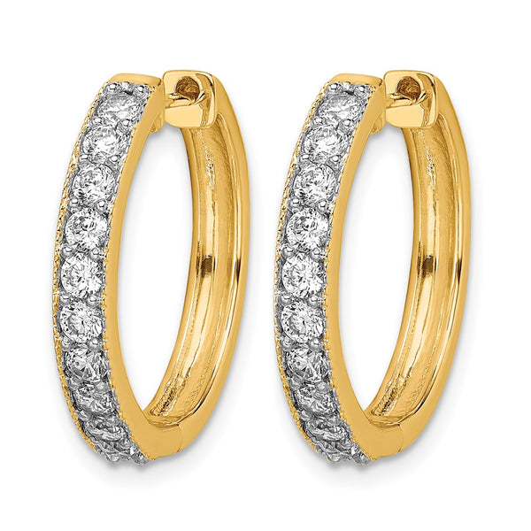 14k Yellow Gold Diamond Milgrain Hinged Hoop Earrings