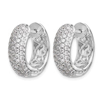 14k White Gold Diamond Hinged Hoop Earrings
