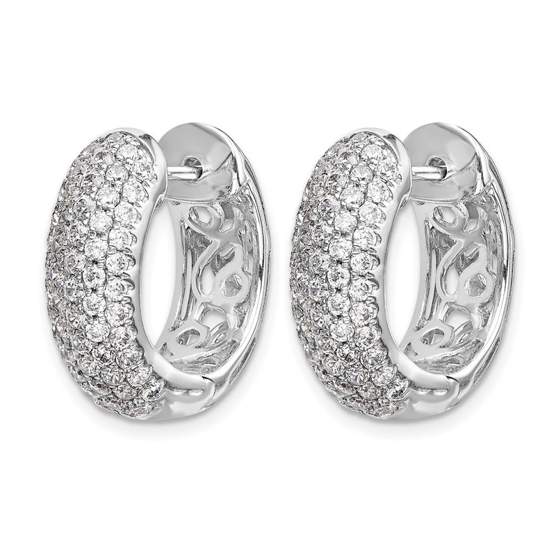 14k White Gold Diamond Hinged Hoop Earrings