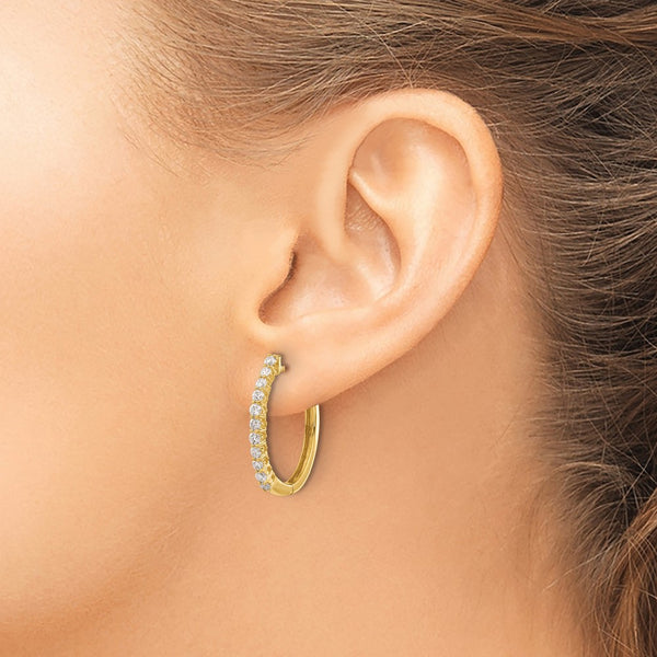 14k Diamond Hinged Hoop Earrings