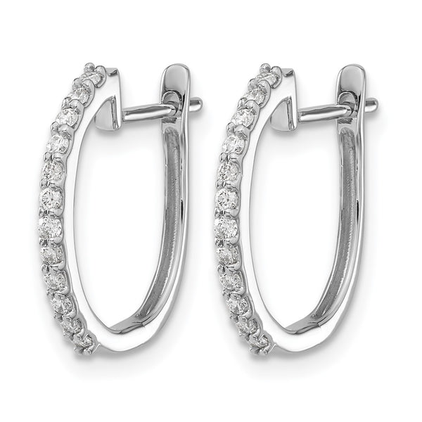 14k White Gold Diamond 1.3mm Hinged Hoop Earrings