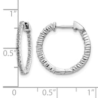 14k White Gold Polished Diamond In/Out Hinged Hoop Earrings
