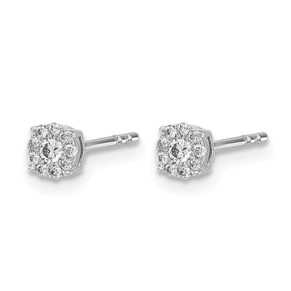 14k White Gold Diamond Cluster Post Earrings