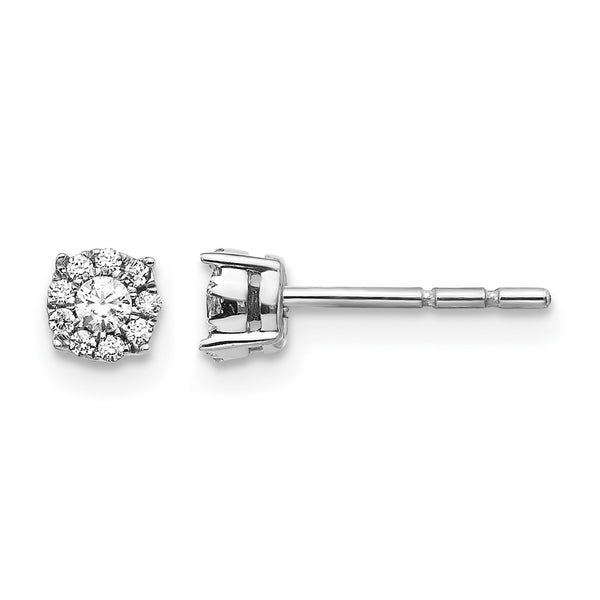 14k White Gold Diamond Cluster Post Earrings