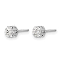 14k White Gold Diamond Cluster Screwback Post Earrings