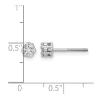 14k White Gold Diamond Cluster Screwback Post Earrings