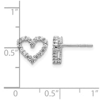 14k White Gold Diamond Heart Earrings