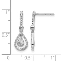 14k White Gold Diamond Fancy Teardrop Dangle Post Earrings