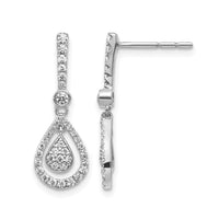 14k White Gold Diamond Fancy Teardrop Dangle Post Earrings