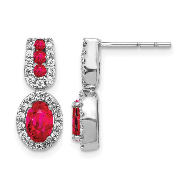 14k White Gold Diamond and Ruby Earrings