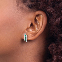 14k White Gold Diamond and Emerald Earrings