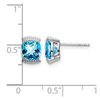 14k White Gold Blue Topaz Post Earrings