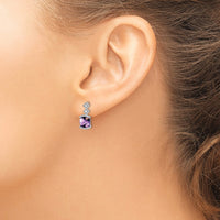 14k White Gold Amethyst and Diamond Earrings