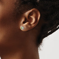 14k White Gold Cushion Peridot and Diamond Earrings