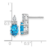 14K White Gold Diamond and Blue Topaz Post Earrings