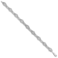 14K White Gold Fancy Floral Link Bracelet