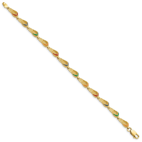 14k Multi-Color Enamel Flip Flop Bracelet