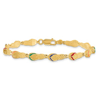 14k Multi-Color Enamel Flip Flop Bracelet