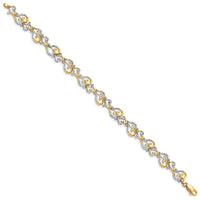 14K and White Rhodium Diamond-Cut Fancy Link Bracelet