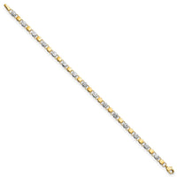 14K and White Rhodium D/C Fancy 7.5in Bracelet