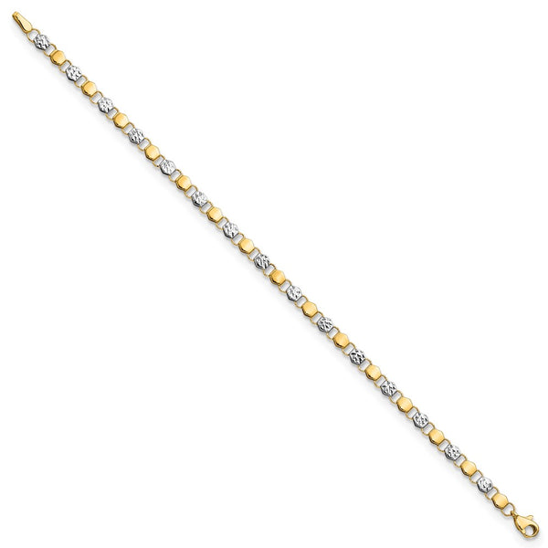 14K and White Rhodium D/C Fancy 7.5in Bracelet