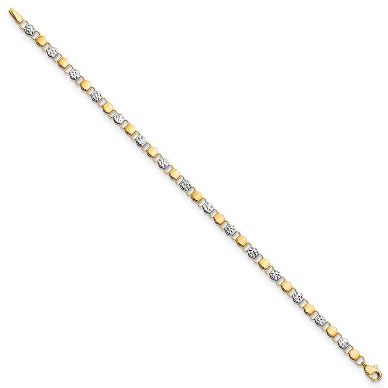 14K and White Rhodium D/C Fancy 7.5in Bracelet