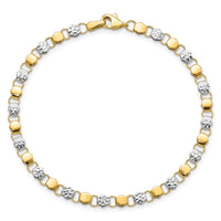 14K and White Rhodium D/C Fancy 7.5in Bracelet