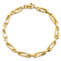 14K Gold Polished Fancy Link Mens Bracelet