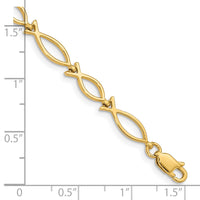 14k 5mm Religious Icthus (Fish) Bracelet