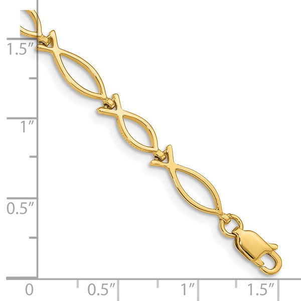 14k 5mm Religious Icthus (Fish) Bracelet