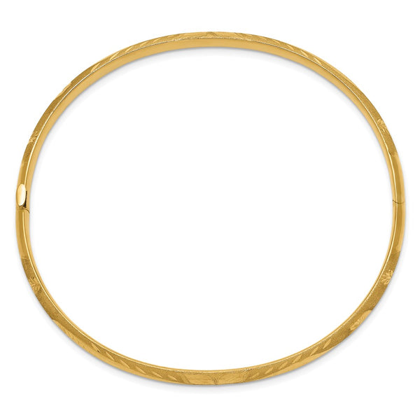 14k 3/16 Oversize Florentine Engraved Hinged Bangle Bracelet