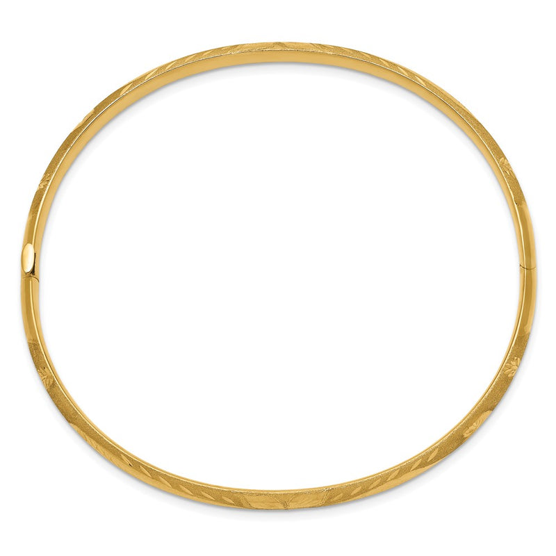 14k 3/16 Oversize Florentine Engraved Hinged Bangle Bracelet