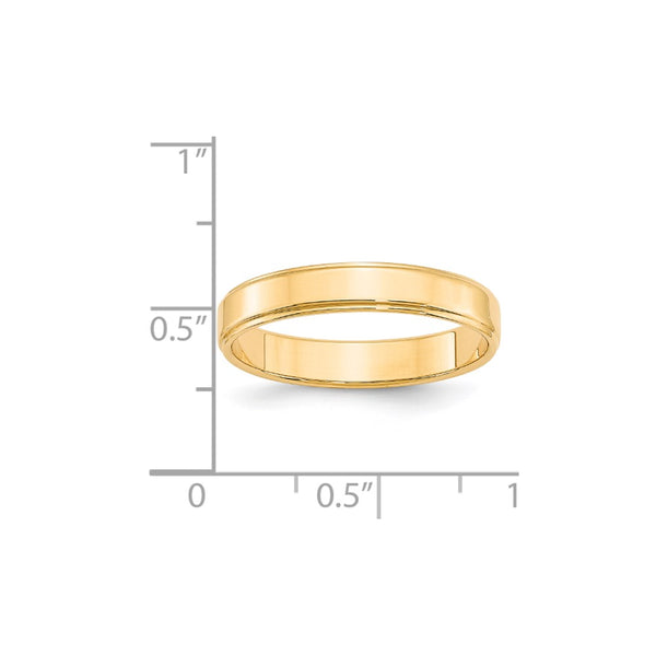 14KY 4mm Flat with Step Edge Band Size 8.5