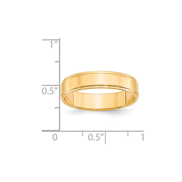 14KY 5mm Flat with Step Edge Band Size 7.5