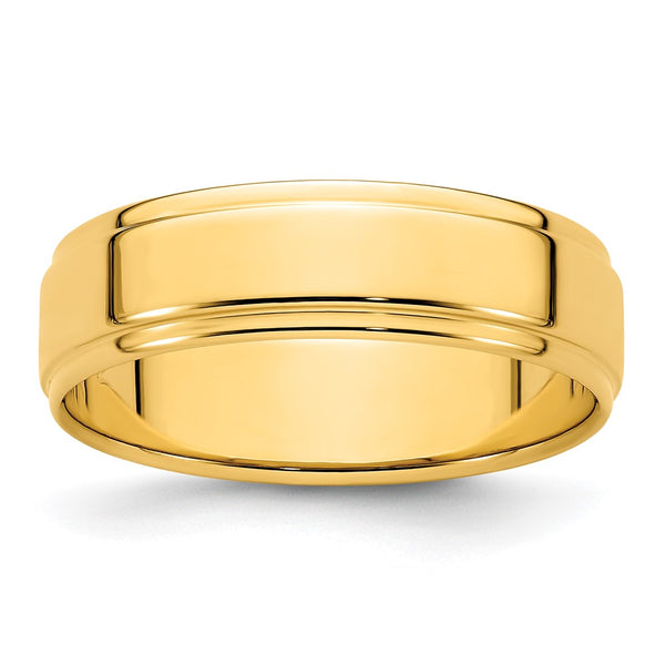 14KY 6mm Flat with Step Edge Band Size 10.5