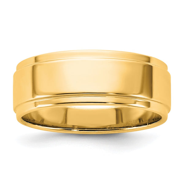 14KY 7mm Flat with Step Edge Band Size 8.5
