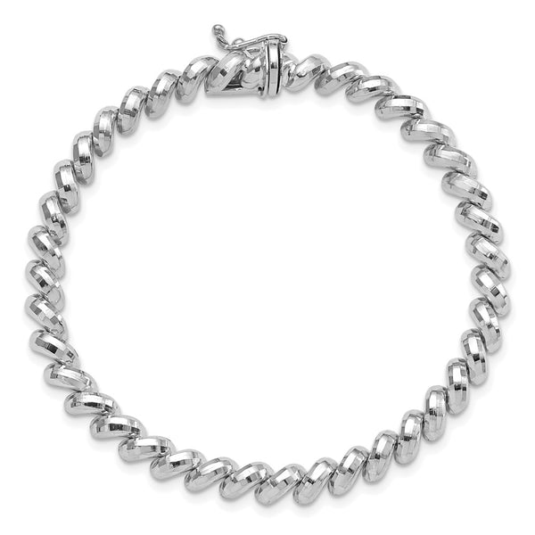 14k White Gold Faceted San Marco Bracelet