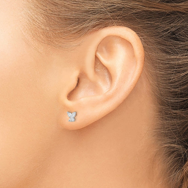 14k White Gold Madi K CZ Butterfly Post Earrings