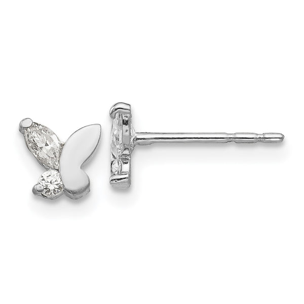 14k White Gold Madi K CZ Butterfly Post Earrings