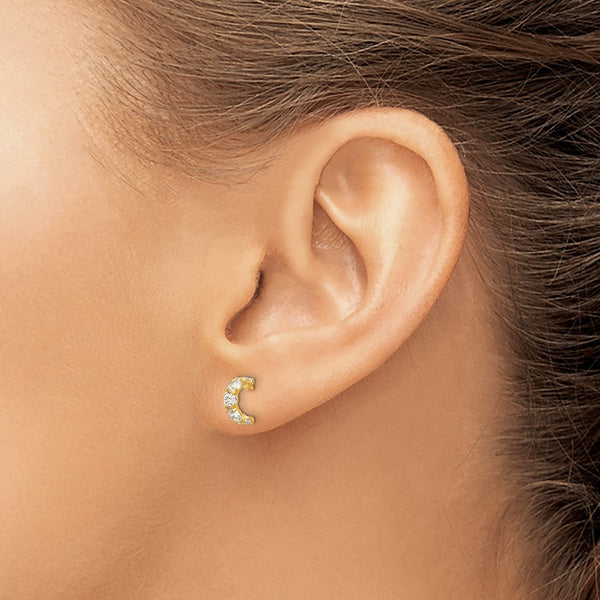14k Madi K CZ Children's Five Stone Hoop Post Earrings