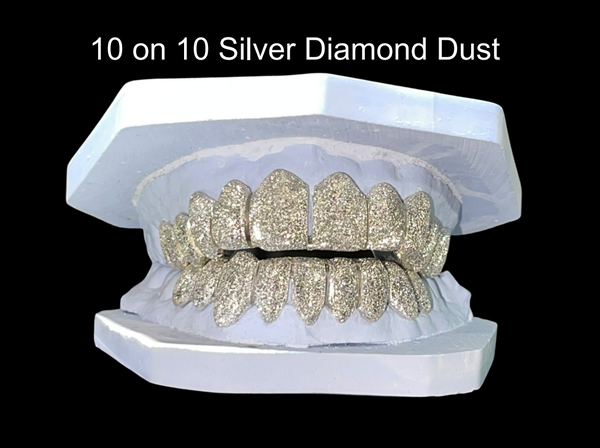 10 On 10 Silver Diamond Dust Grillz