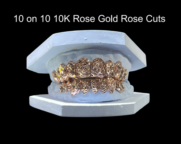 10 On 10 10K Rose Gold Rose Cuts Grillz