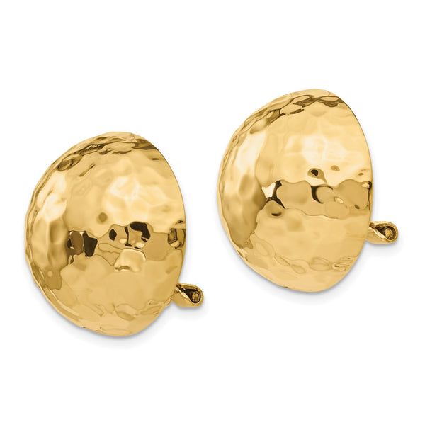 14k Omega Clip 20mm Hammered Non-pierced Earrings