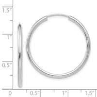 14k White Gold Polished Endless 2mm Hoop Earrings