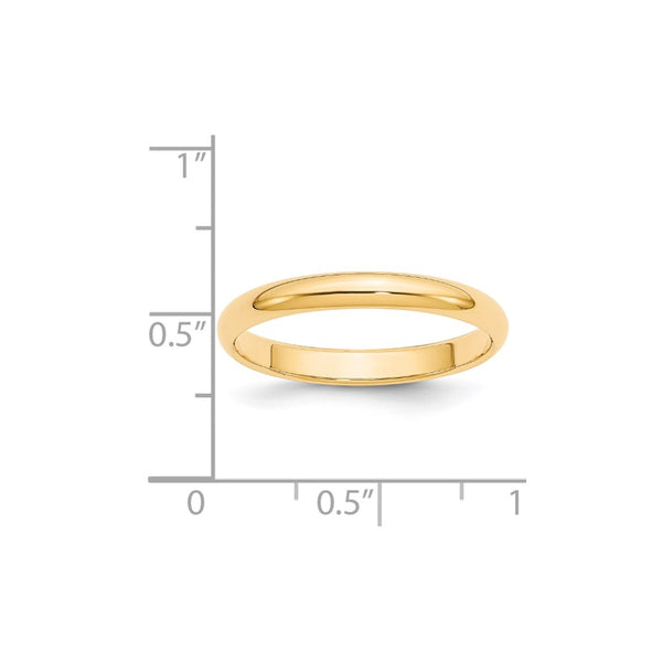 14KY 3mm Half-Round Wedding Band Size 10