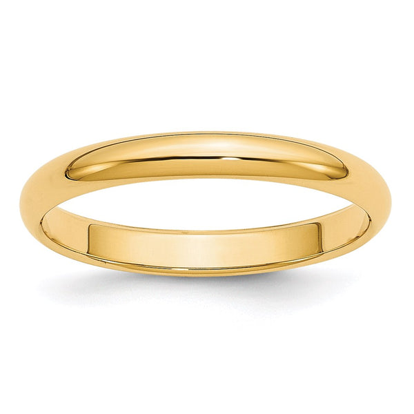 14KY 3mm Half-Round Wedding Band Size 10.5