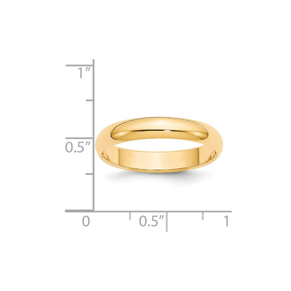 14KY 4mm Half-Round Wedding Band Size 4