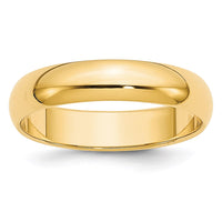14KY 5mm Half-Round Wedding Band Size 9