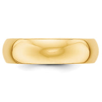 14KY 6mm Half-Round Wedding Band Size 11
