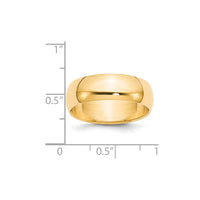 14KY 7mm Half-Round Wedding Band Size 11